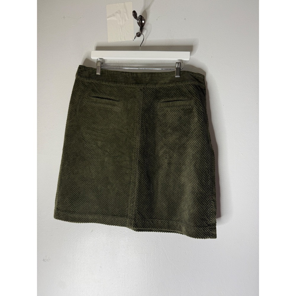 Talbots Olive Green Corduroy Mini Skirt Diagonal Wale Cotton Size 16